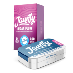 Jaunty Sugar Plum Solventless Live Rosin Gummies – 10-pack tin with 100mg THC total