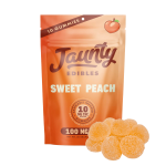 Jaunty Sweet Peach THC Gummies – 10-pack edible bag with 10mg per gummy